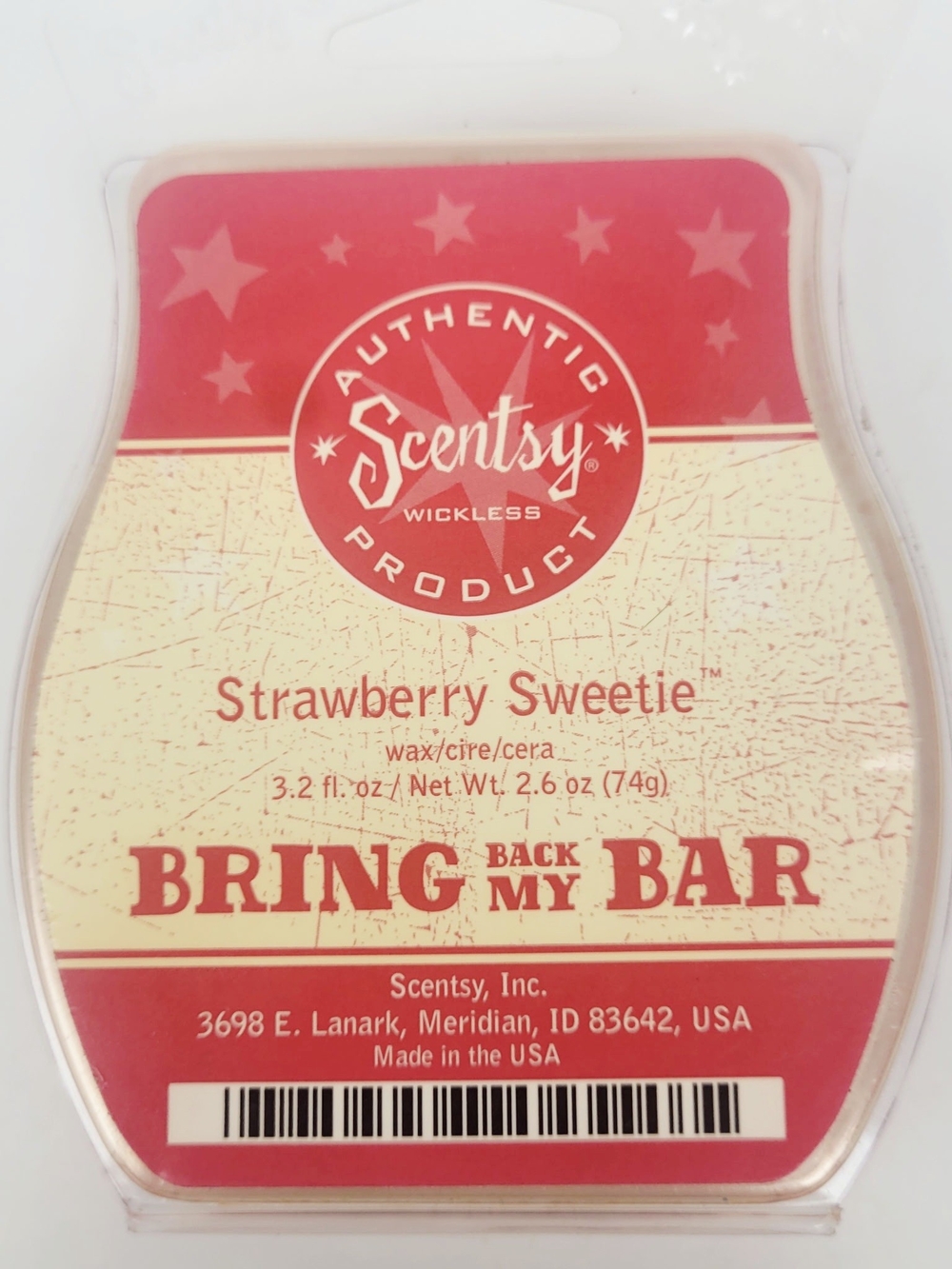 Scentsy Wax Bar Strawberry Sweetie~Bring Back My Bar 3.2 oz